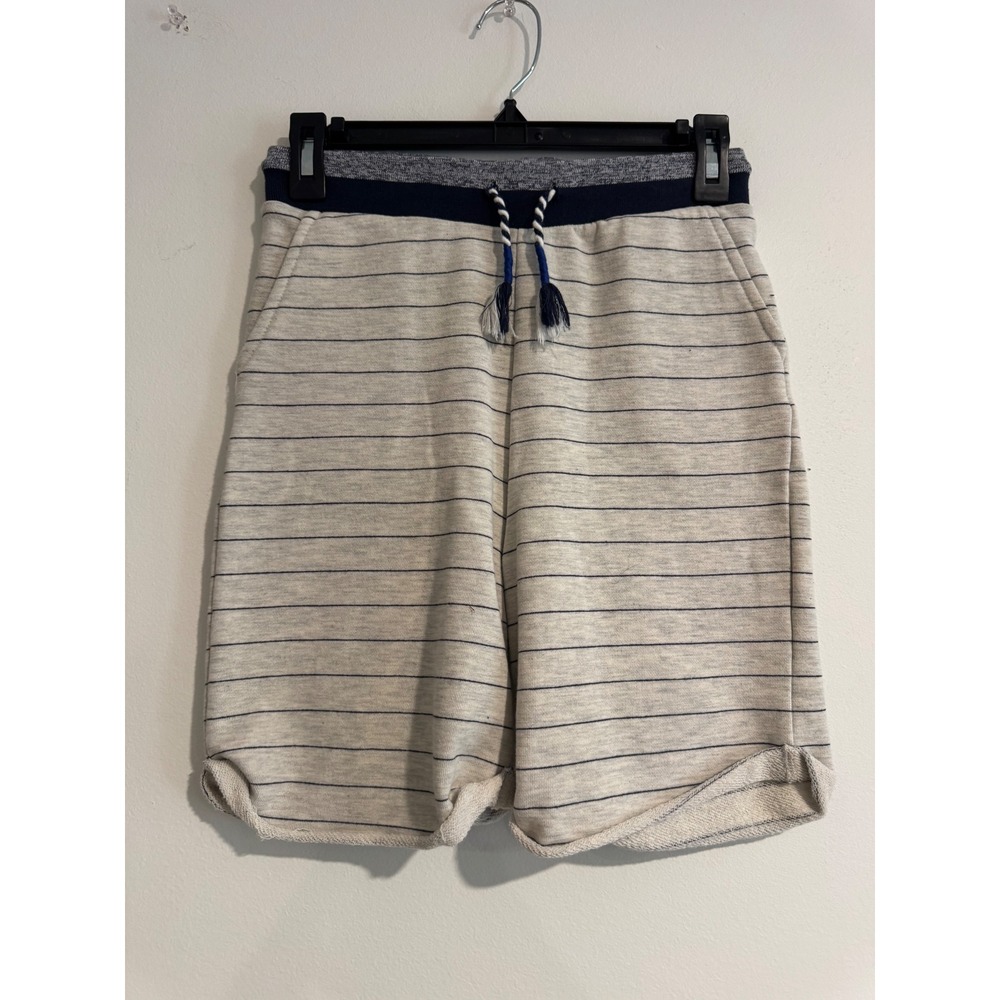 Sovereign Code Striped Knit Shorts Boys Size M 10-12 Oatmeal Navy Drawstring